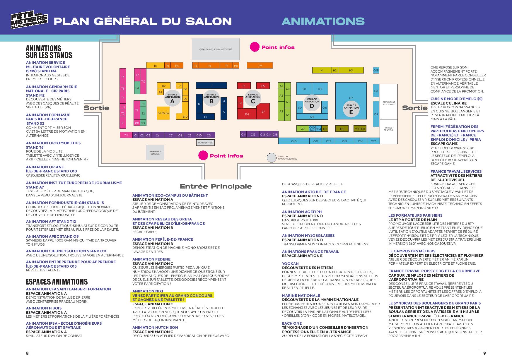 Le plan des animations du salon